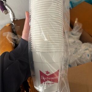 Vintage Budweiser White Plastic Cups
